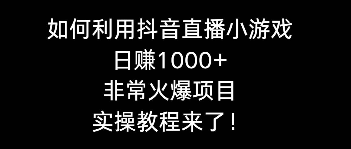 如何利用抖音直播小游戏日赚1000+，非常火爆项目，实操教程来了！-辰阳网创