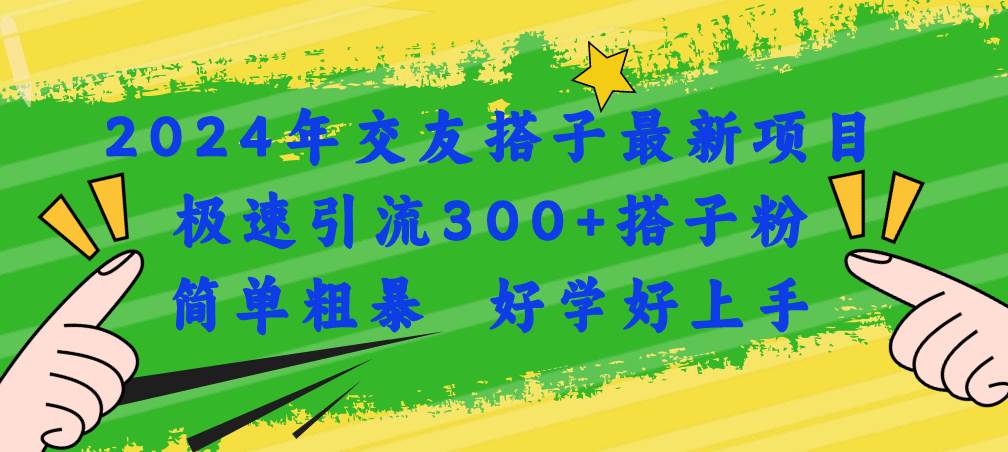 2024年交友搭子最新项目，极速引流300+搭子粉，简单粗暴，好学好上手-辰阳网创