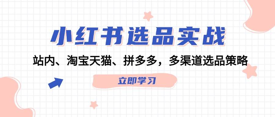 小红书选品实战：站内、淘宝天猫、拼多多，多渠道选品策略-辰阳网创