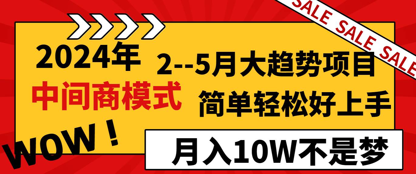 2024年2–5月大趋势项目，利用中间商模式，简单轻松好上手，轻松月入10W…-辰阳网创