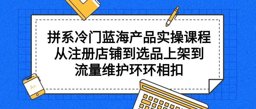 拼系冷门蓝海产品实操课程，从注册店铺到选品上架到流量维护环环相扣-辰阳网创