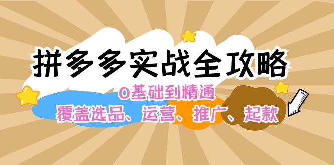 拼多多实战全攻略：0基础到精通，覆盖选品、运营、推广、起款-辰阳网创