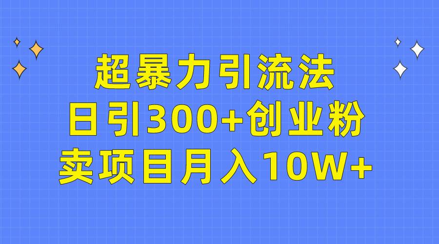 超暴力引流法，日引300+创业粉，卖项目月入10W+-辰阳网创