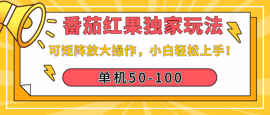 番茄红果独家玩法，单机50-100，可矩阵放大操作，小白轻松上手！-辰阳网创