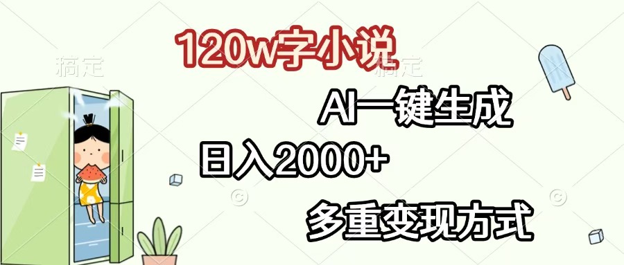 120w字小说，AI一键生成，日入2000+，多重变现方式-辰阳网创