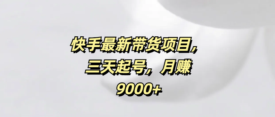 快手最新带货项目，三天起号，月赚9000+-辰阳网创