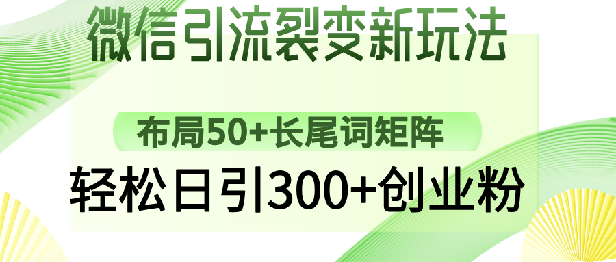 微信引流裂变新玩法：布局50+长尾词矩阵，轻松日引300+创业粉-辰阳网创